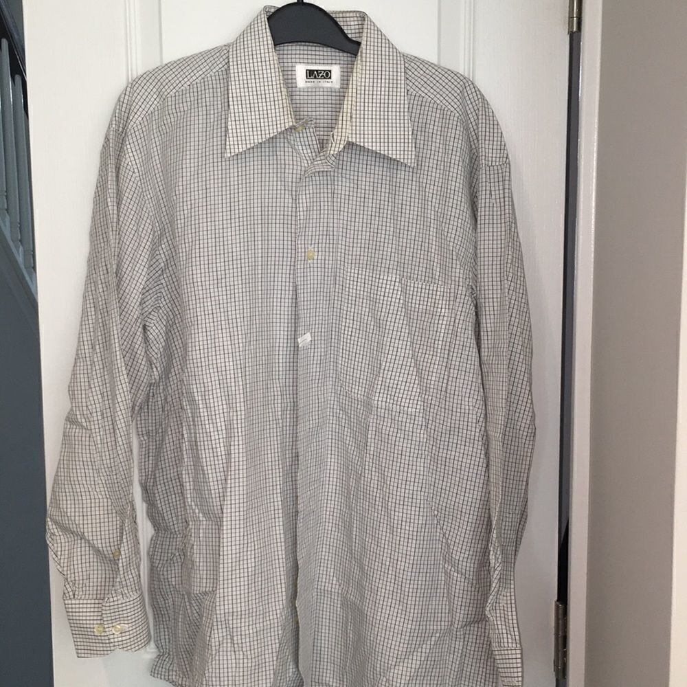 Lazo Italy made black check dress shirt 16x32/33